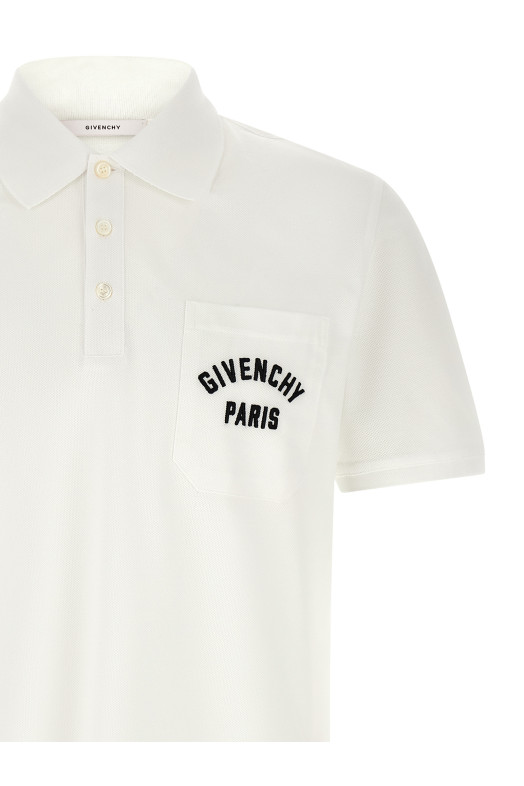 Pocket embroidery polo shirt White