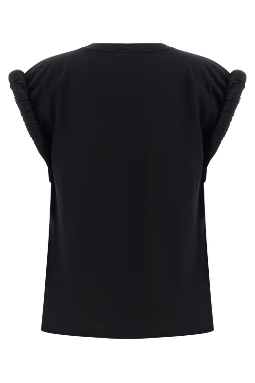 Curled sleeve t-shirt Black