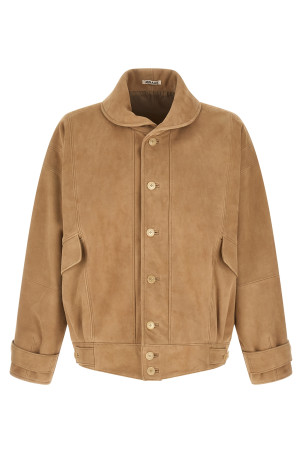 Full grain leather blouson Beige