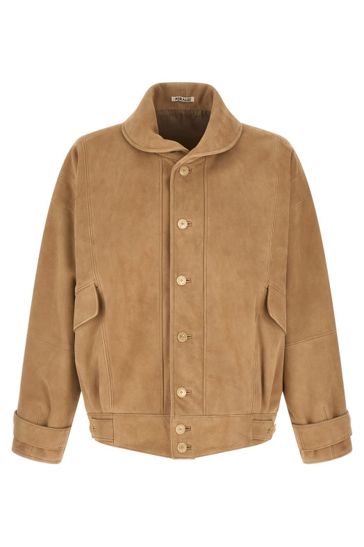 Full grain leather blouson Beige