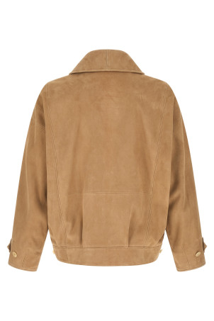 Full grain leather blouson Beige