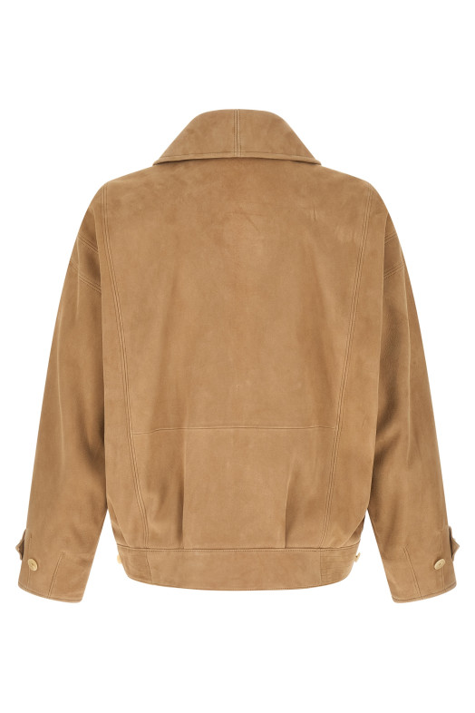 Full grain leather blouson Beige