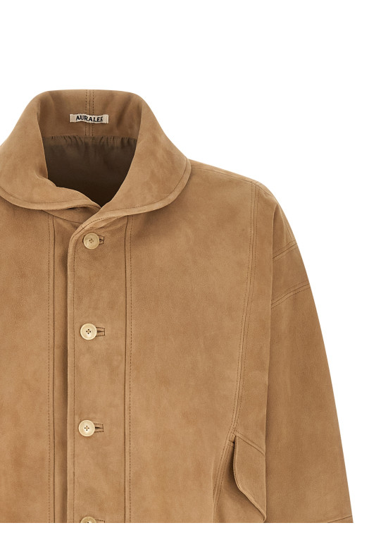 Full grain leather blouson Beige