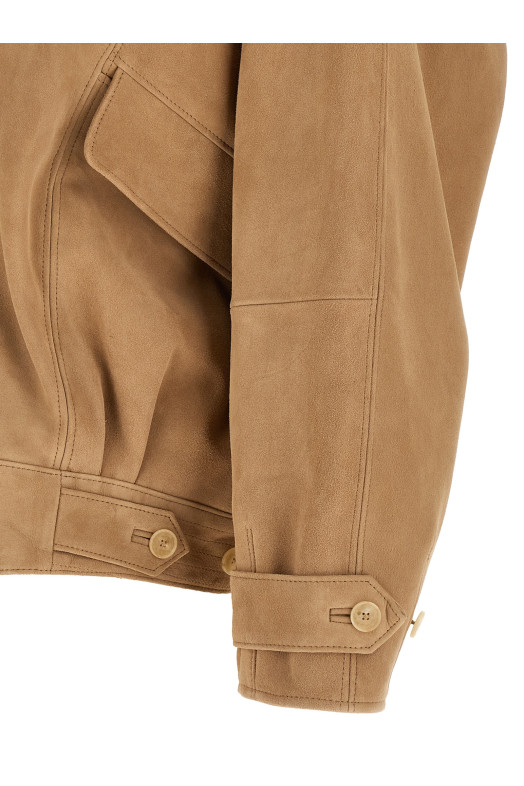 Full grain leather blouson Beige