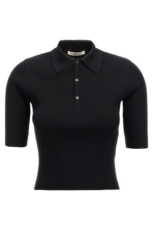 Ribbed polo shirt Black