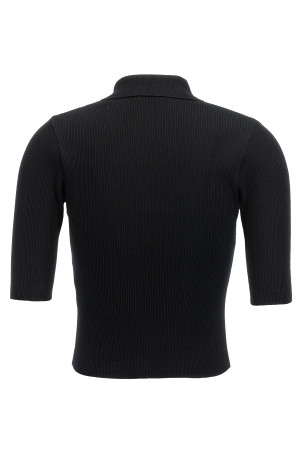 Ribbed polo shirt Black