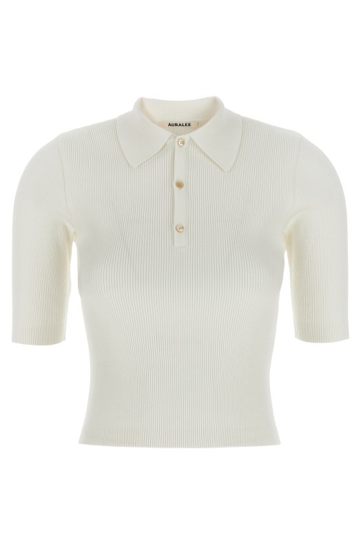 Ribbed polo shirt White