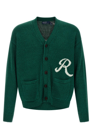 Intarsia logo cardigan Green