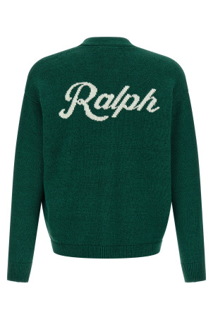 Intarsia logo cardigan Green