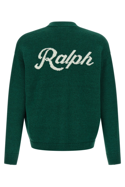 Intarsia logo cardigan Green