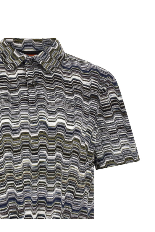 Irregular zigzag polo shirt Green