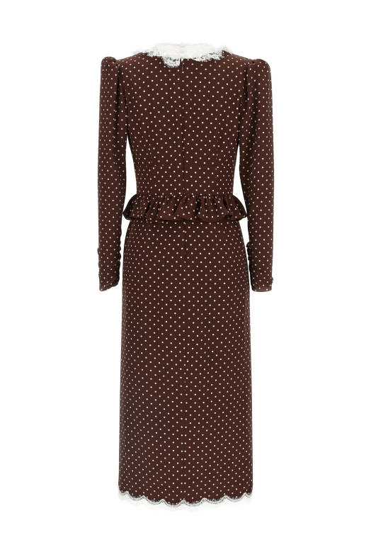 'Polka Dot Midi' dress Brown
