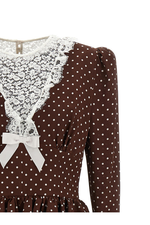 'Polka Dot Midi' dress Brown