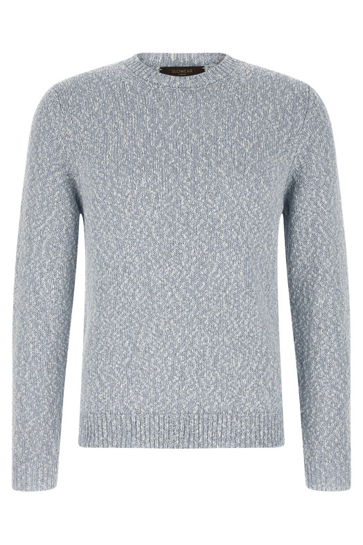 Two-tone yarn sweater BLUE