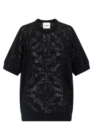 Openwork cotton sweater Black