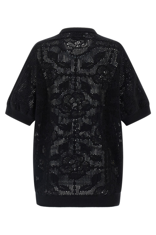 Openwork cotton sweater Black
