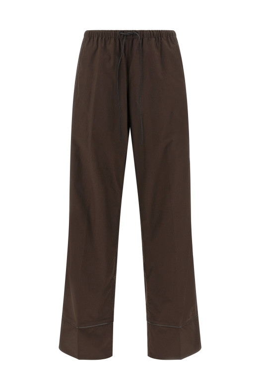 Leather insert pants Brown