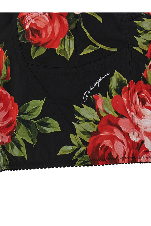 'Bouquet Rose' Bustier Top Black