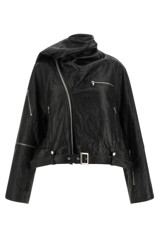 'Cropped Scarf Flight' jacket Black
