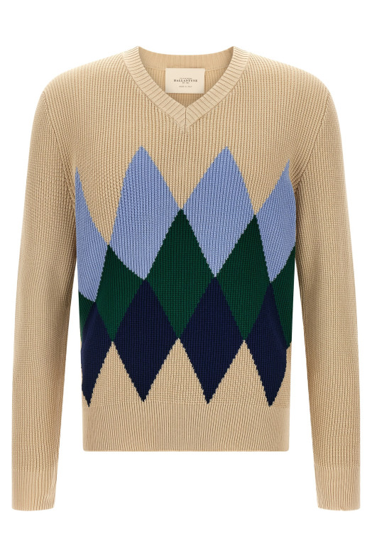 Argyle pattern sweater Beige