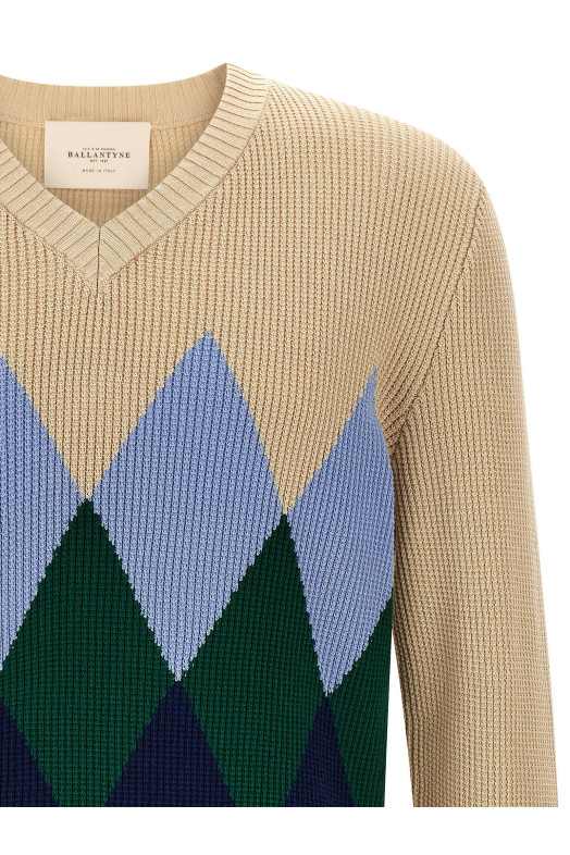 Argyle pattern sweater Beige