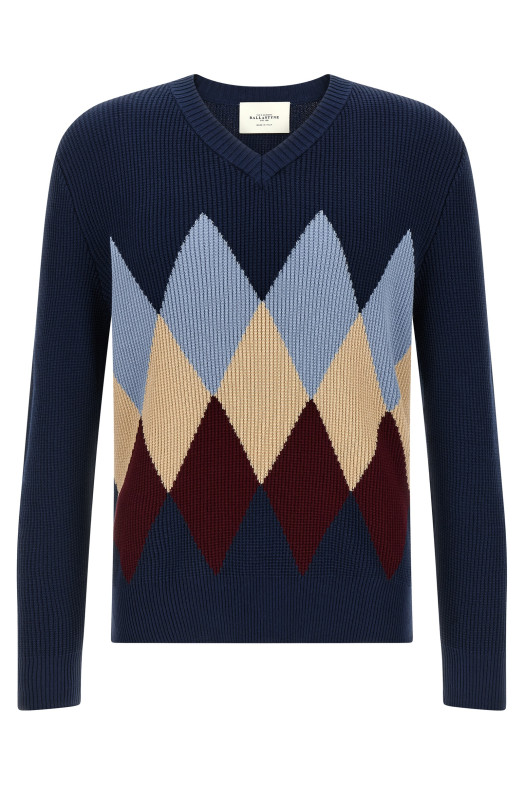 Argyle pattern sweater Blue