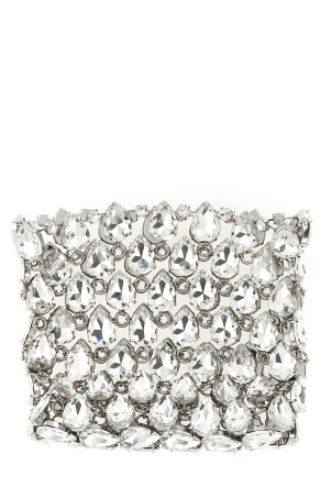 'Silver Crystal Chainmail Mini' clutch Multicolor