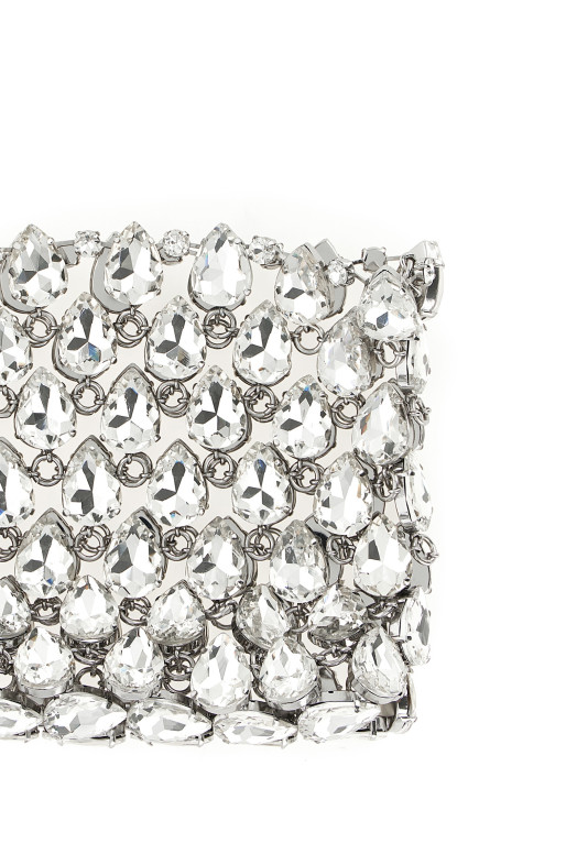 'Silver Crystal Chainmail Mini' clutch Multicolor