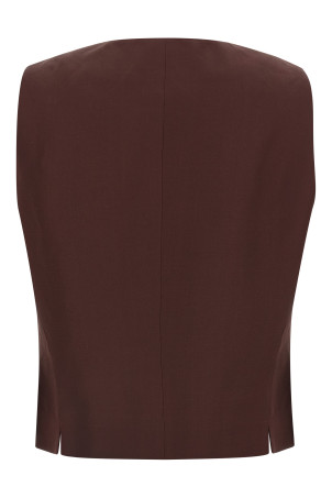 Viscose and linen vest Brown