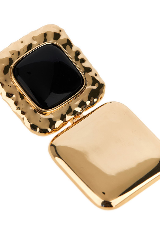 'Mottled Gold Black Tiered' earrings Gold