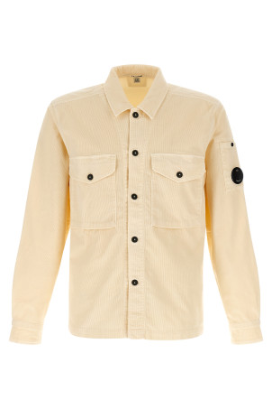 Ribbed velvet overshirt Beige