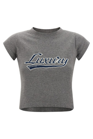 'Shrunk Luxury Script' T-shirt Gray