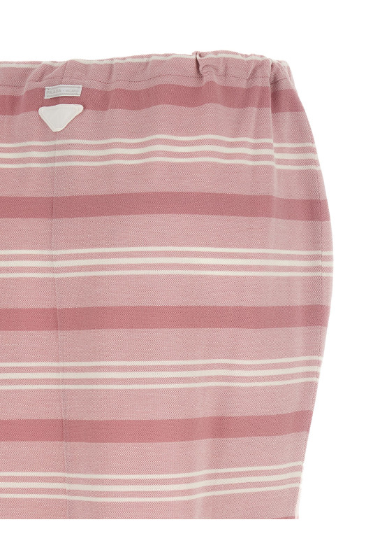 Striped piqué skirt Pink