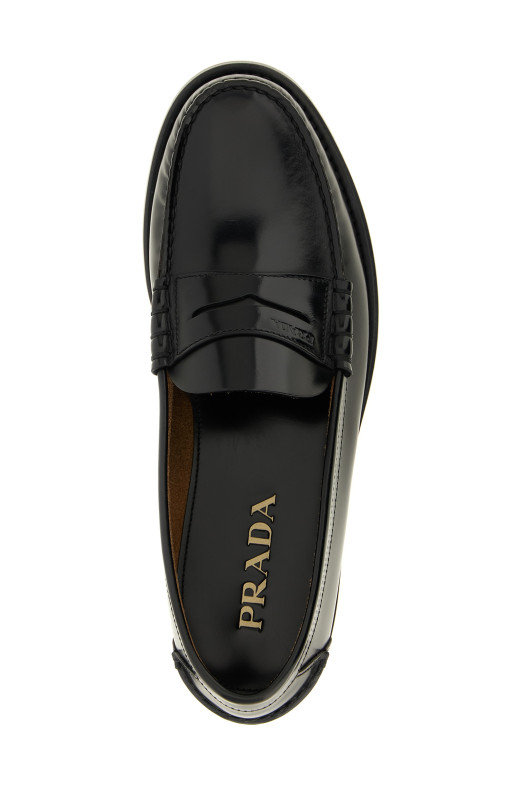 Brushed leather loafers Black