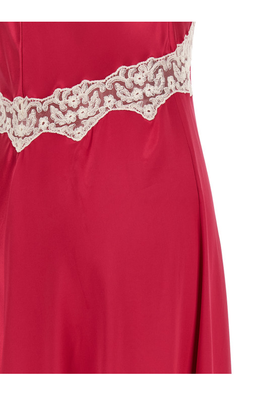 Satin and lace dress Fuchsia