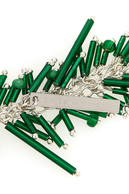 'Embroidered Scarf' necklace Green