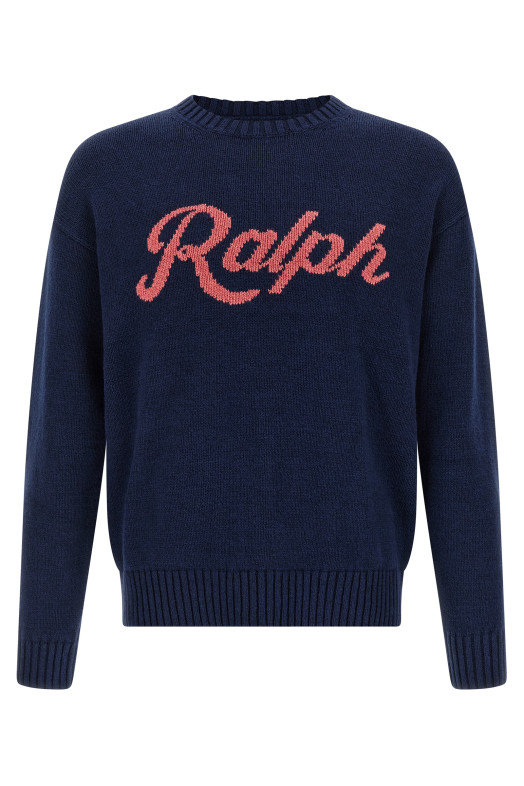 Intarsia logo sweater Blue