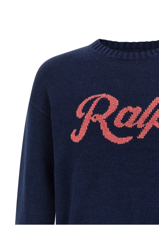 Intarsia logo sweater Blue