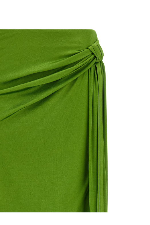 Shiny viscose skirt Green