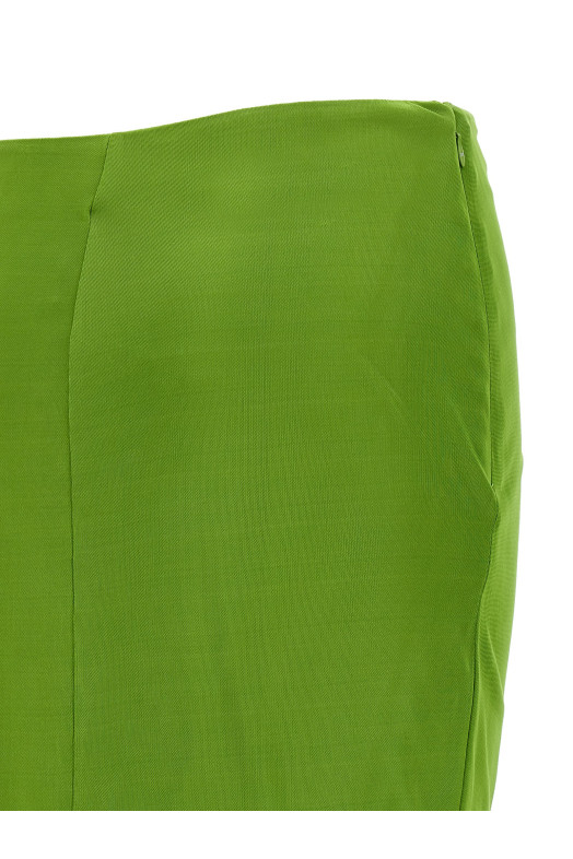 Shiny viscose skirt Green