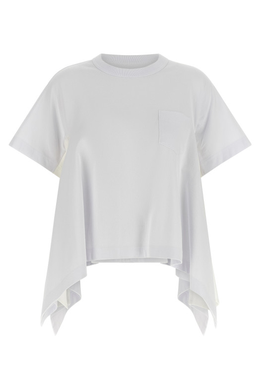 Denim insert t-shirt White