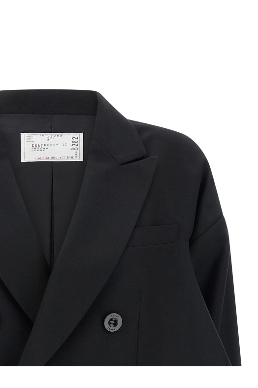 Denim insert blazer Black