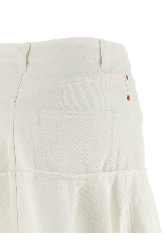 Satin denim skirt White