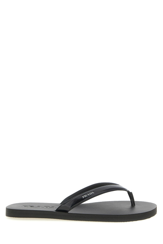 Leather thong sandals Black