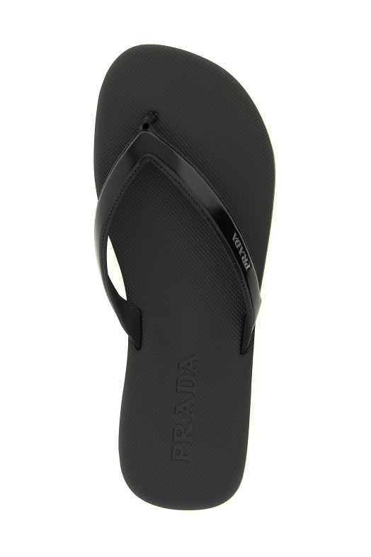 Leather thong sandals Black