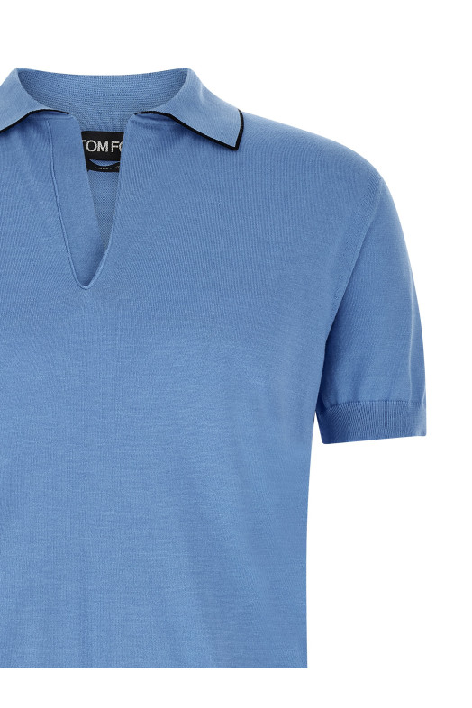 Cotton and silk polo shirt BLUE