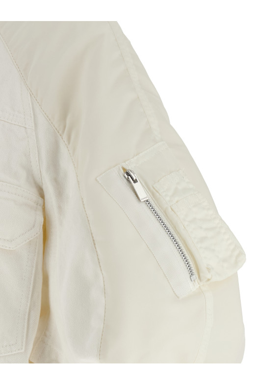 Hybrid bomber jacket White