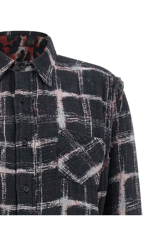 Fringed hem reversible shirt Multicolor