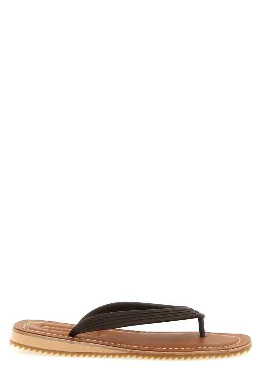 Rubber and leather slides Brown