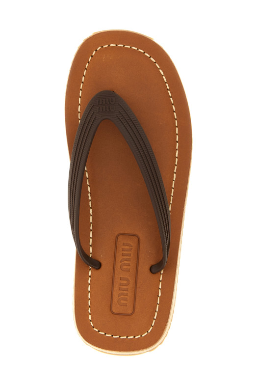 Rubber and leather slides Brown